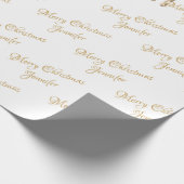 White Gold Glitzer Drilling Christmas Name Script Geschenkpapier (Ecke)