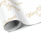 White Gold Glitzer Drilling Christmas Name Script Geschenkpapier (Rolleneckpunkt)