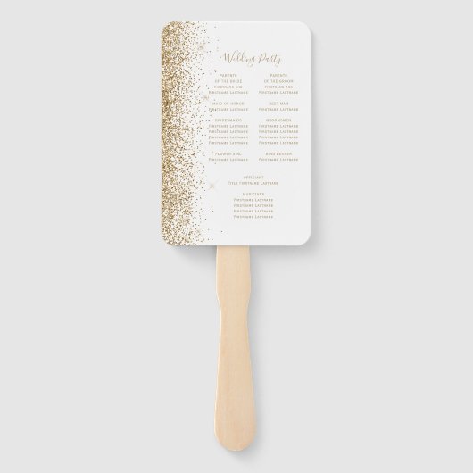 White Gold Glitzer Edge Hochzeitsprogramm Fächer (Rückseite)