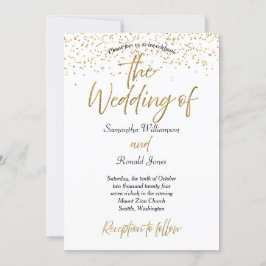 White & Gold Glitzer Hochzeit Einladung
