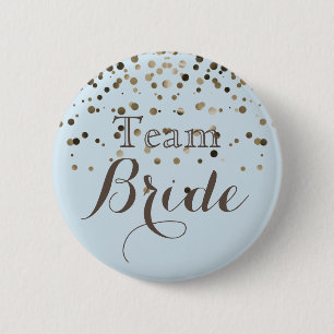 White Gold Glitzer Imitate Foil Wedding Team Bridg Button