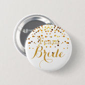 White Gold Glitzer Imitate Foil Wedding Team Bridg Button (Vorne & Hinten)