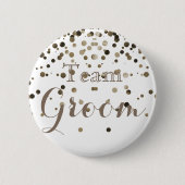White Gold Glitzer Imitate Foil Wedding Team Groom Button (Vorderseite)