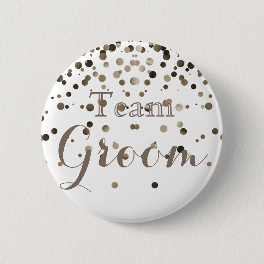 White Gold Glitzer Imitate Foil Wedding Team Groom Button (Vorderseite)