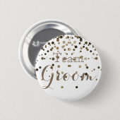 White Gold Glitzer Imitate Foil Wedding Team Groom Button (Vorne & Hinten)