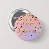 White Gold Glitzer Imitate Foil Wedding Team Groom Button (Vorne & Hinten)