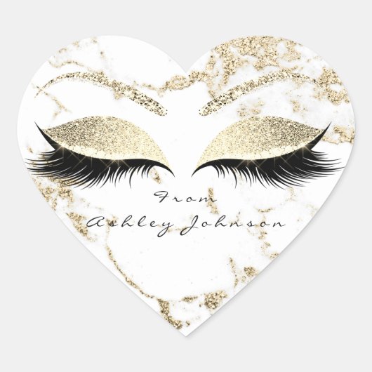 White Gold Glitzer Marmor Makeup Augen Vielen Dank Herz-Aufkleber (Vorderseite)