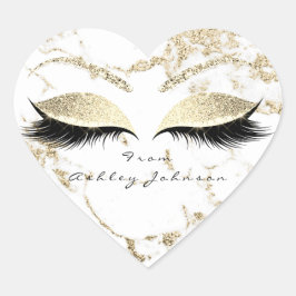 White Gold Glitzer Marmor Makeup Augen Vielen Dank Herz-Aufkleber