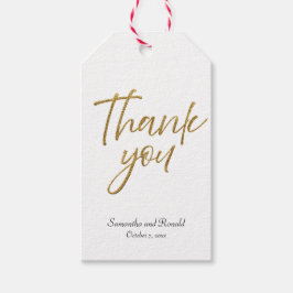 White & Gold Glitzer Minimalistisch Vielen Dank Geschenkanhänger