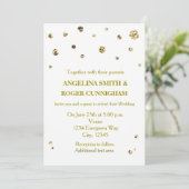 White & Gold Glitzer Moderne Dot Wedding Einladung (Stehend Vorderseite)