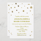 White & Gold Glitzer Moderne Dot Wedding Einladung (Vorne/Hinten)