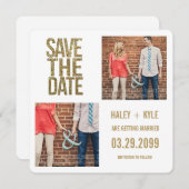 White & Gold Glitzer Save the Date Fotokarten Einladung (Vorne/Hinten)