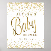 White Gold Glitzer Script Schriftart Kinderdusche Poster (Vorne)