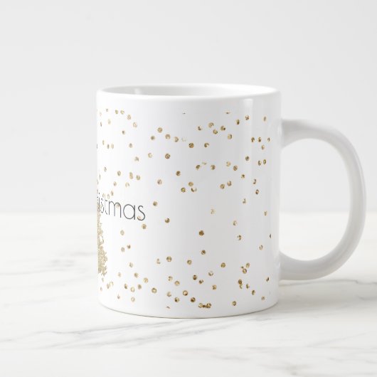 White Gold Glitzer Sparkle Weihnachtsbaum Jumbo-Tasse (Rechts)