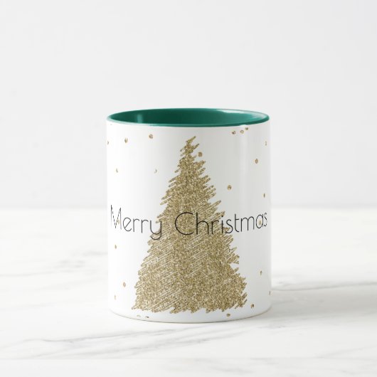 White Gold Glitzer Sparkle Weihnachtsbaum Tasse (Zentrum)