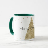 White Gold Glitzer Sparkle Weihnachtsbaum Tasse (Vorderseite Links)