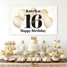White Gold Glitzer Sweet 16 Birthday Balloons Bold