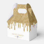 White & Gold Glitzer Tropfen Hochzeit Geschenkschachtel (Rückseite)