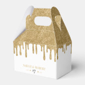 White & Gold Glitzer Tropfen Hochzeit Geschenkschachtel (Vorderseite)