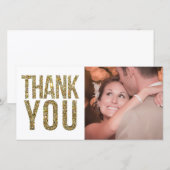 White & Gold Glitzer Vielen Dank an Ihre Fotokarte Dankeskarte (Vorne/Hinten)