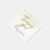 White & Gold Glitzer Vielen Dank für Ihre Hochzeit Serviette (Ecke)