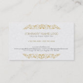 White & Gold Glitzer Vintage Wirbel Visitenkarte (Rückseite)