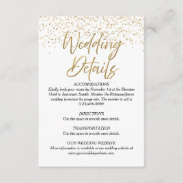 White & Gold Glitzer Wedding Details Card Begleitkarte