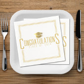 White & Gold Gratulationen Klasse des Abschlusses Serviette