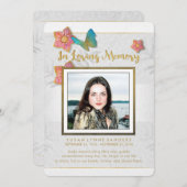 White Gold & Gray Butterfly Memorial Vielen Dank Dankeskarte (Vorne/Hinten)