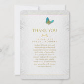 White Gold & Gray Butterfly Memorial Vielen Dank Dankeskarte (Rückseite)