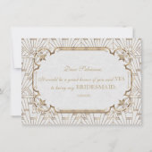 White Gold Great Gatsby Art Dec Wedding Bridesmaid Einladung (Rückseite)