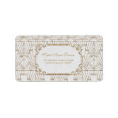White Gold Great Gatsby Art Deco 1920er Hochzeit Adressaufkleber (Vorne)