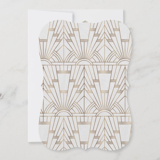 White Gold Great Gatsby Art Deco 1920er Hochzeit Einladung (Rückseite)