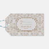White Gold Great Gatsby Art Deco 1920er Hochzeit Geschenkanhänger (Rückseite Horizontal)