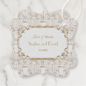 White Gold Great Gatsby Art Deco 1920er Hochzeit Geschenkanhänger (Rückseite)