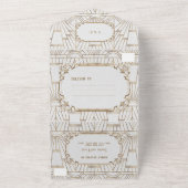 White Gold Great Gatsby Art Deco Hochzeit All In One Einladung (Außenbereich)