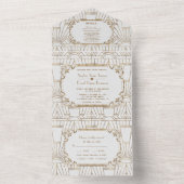 White Gold Great Gatsby Art Deco Hochzeit All In One Einladung (Innen Boden)
