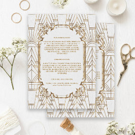 White Gold Great Gatsby Art Deco Hochzeit Details Begleitkarte