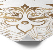 White Gold Great Gatsby Art Deco Seekarte Poster (Ecke)