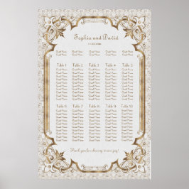 White Gold Great Gatsby Art Deco Seekarte Poster
