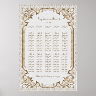 White Gold Great Gatsby Art Deco Seekarte Poster