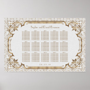 White Gold Great Gatsby Art Deco Seekarte Poster