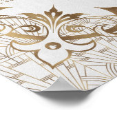 White Gold Great Gatsby Art Deco Seekarte Poster (Ecke)