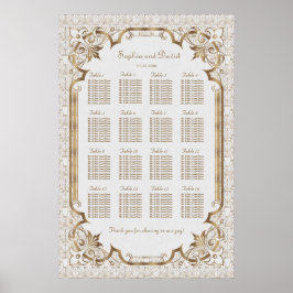 White Gold Great Gatsby Art Deco Seekarte Poster