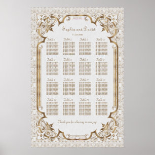 White Gold Great Gatsby Art Deco Seekarte Poster