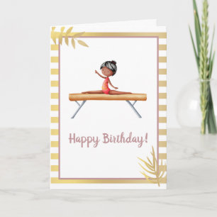 White Gold Gymnastik Beam Birthday Karte