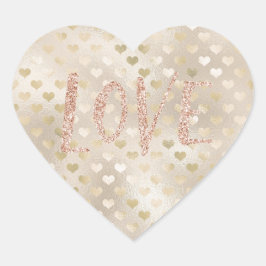 White Gold Hearts Blush Pink Glitzer Liebe Herz-Aufkleber