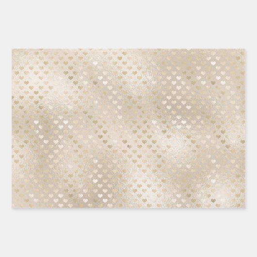 White Gold Hearts    Geschenkpapier Set (Vorderseite)