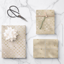 White Gold Hearts    Geschenkpapier Set