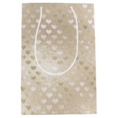 White Gold Hearts Mittlere Geschenktüte (Vorderseite)